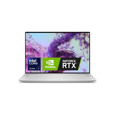 Dell XPS 16 9640 slim laptop in Platinum Silver open front view showing 16.3-inch FHD+ display