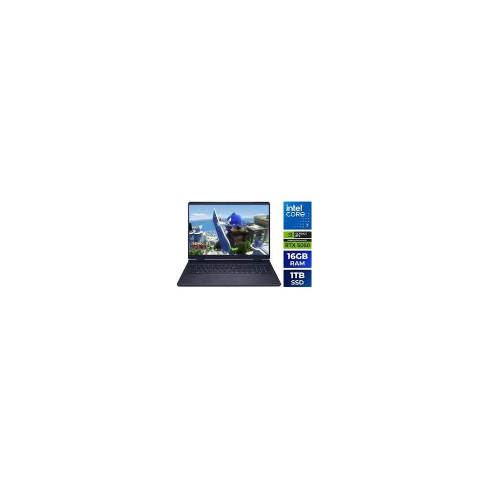 Alienware 16 Aurora gaming laptop in Indigo Blue open front view showing 16-inch WQXGA 120Hz gaming display
