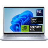 Dell Inspiron 16 Plus 7640 laptop in Ice Blue open front view showing 16-inch Full HD+ touchscreen display