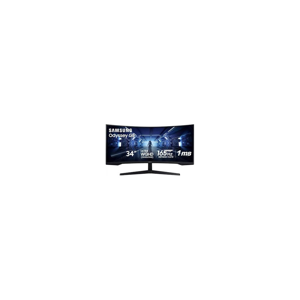 Samsung Odyssey G5 C34G55T 34-inch curved ultrawide gaming monitor in Black front view showing UWQHD display