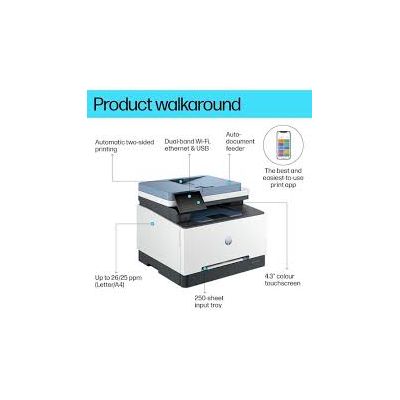 HP Color LaserJet Pro MFP 3303sdw professional color laser all-in-one printer front view showing control panel and paper tray