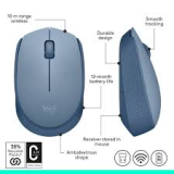Logitech M170 Wireless Mouse in Grey top-down view showing compact ambidextrous design