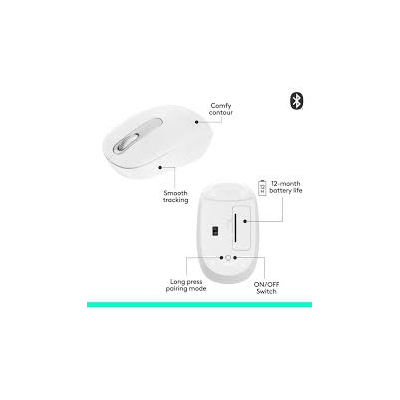 Logitech M196 Bluetooth Mouse in Graphite top-down view showing compact design with no USB receiver
