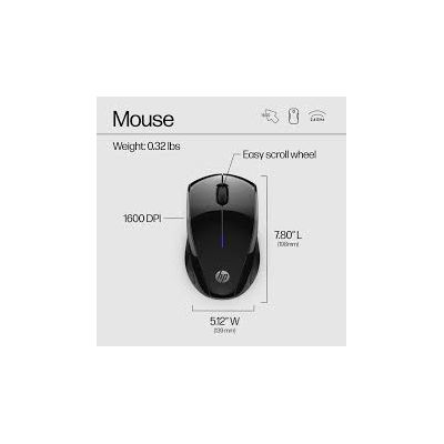 HP X3000 G3 Wireless Mouse in Jet Black side view showing ergonomic right-hand contoured design