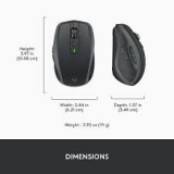 Logitech MX Anywhere 2S wireless mouse in Dark Grey side view showing compact premium design and thumb buttons