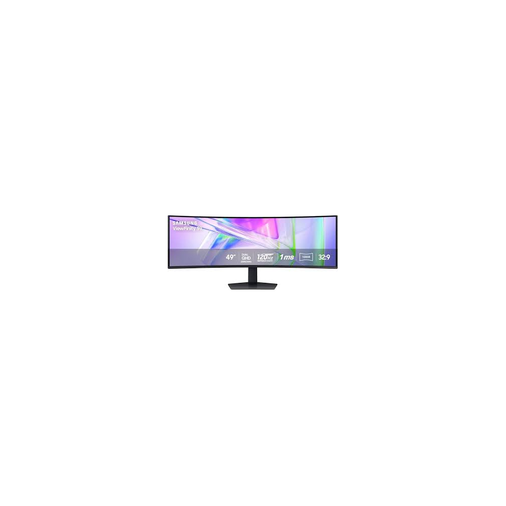 Samsung ViewFinity S9 S95UC 49-inch curved super-ultrawide business monitor front view showing Dual QHD display