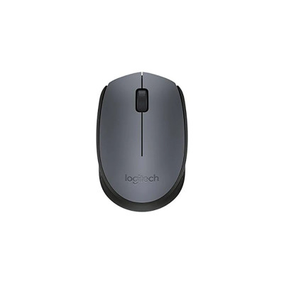 Logitech M170 Wireless Mouse in Grey top-down view showing compact ambidextrous design