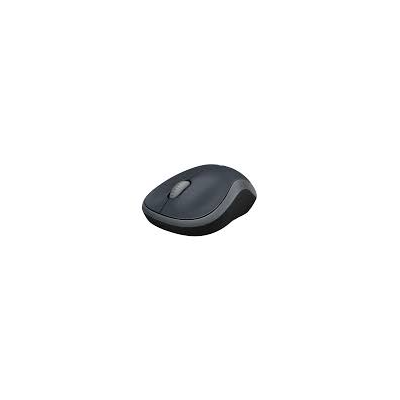 Logitech M185 Wireless Mouse in Swift Grey side view showing compact ambidextrous design and scroll wheel
