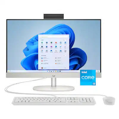 HP All-in-One 24-cr1055nh desktop PC in Shell White front view showing 23.8-inch Full HD touchscreen display