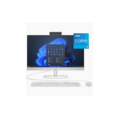 HP ProOne 240 G10 all-in-one business desktop in Shell White front view showing 23.8-inch Full HD IPS display