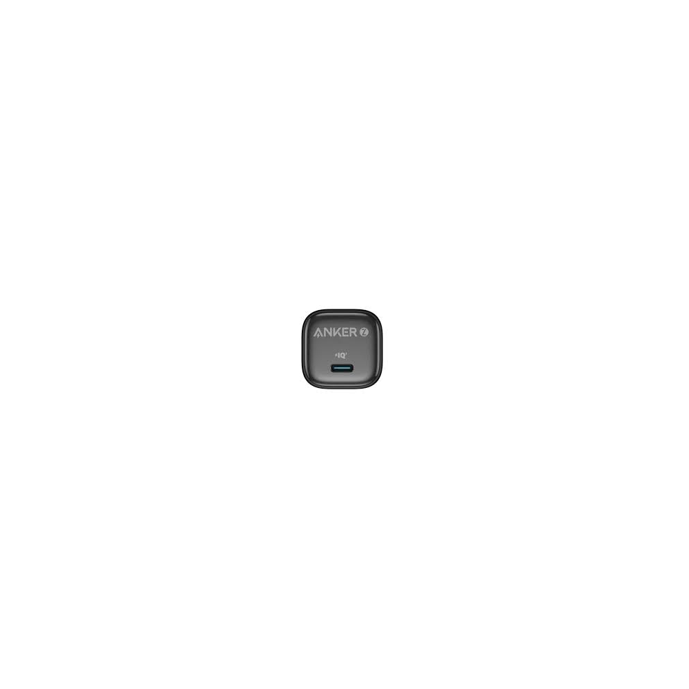 Anker 25W USB-C GaN wall charger with USB-C cable front view showing compact charger body and included cable