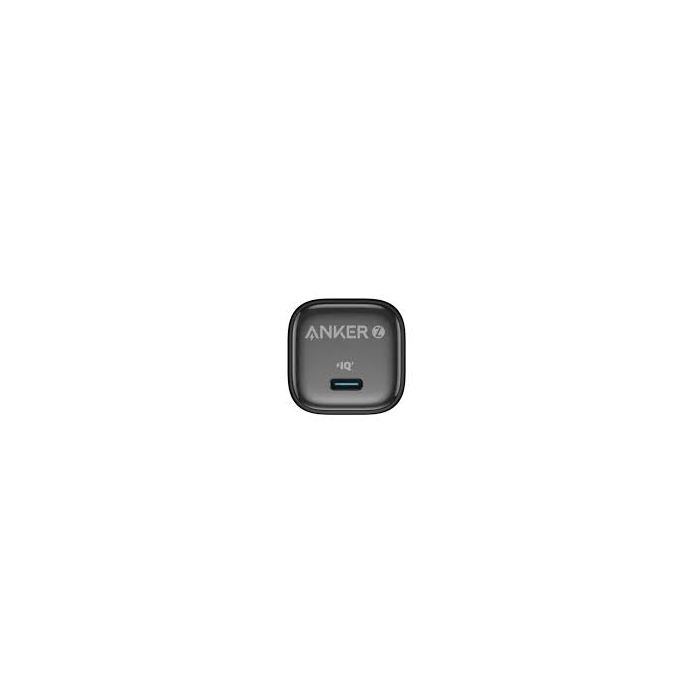 Anker 25W USB-C GaN wall charger with USB-C cable front view showing compact charger body and included cable