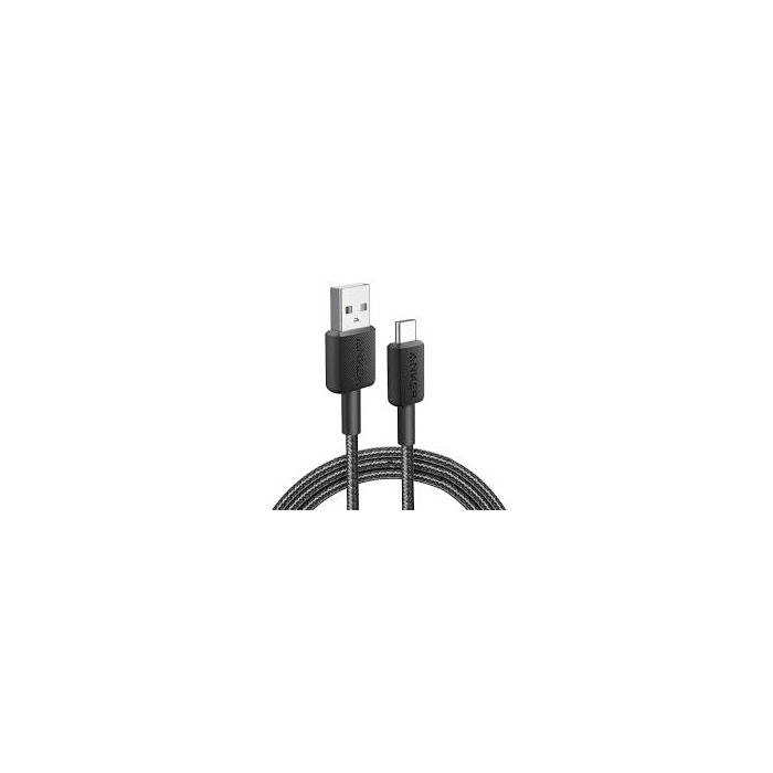 Anker 322 USB-C to USB-C braided cable 1m in black side view showing both USB-C connectors and braided jacket