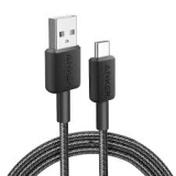 Anker 322 USB-C to USB-C braided cable 1m in black side view showing both USB-C connectors and braided jacket