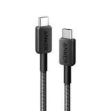 Anker 322 USB-C to USB-C braided cable 6ft in black side view showing both USB-C connectors and nylon braided jacket