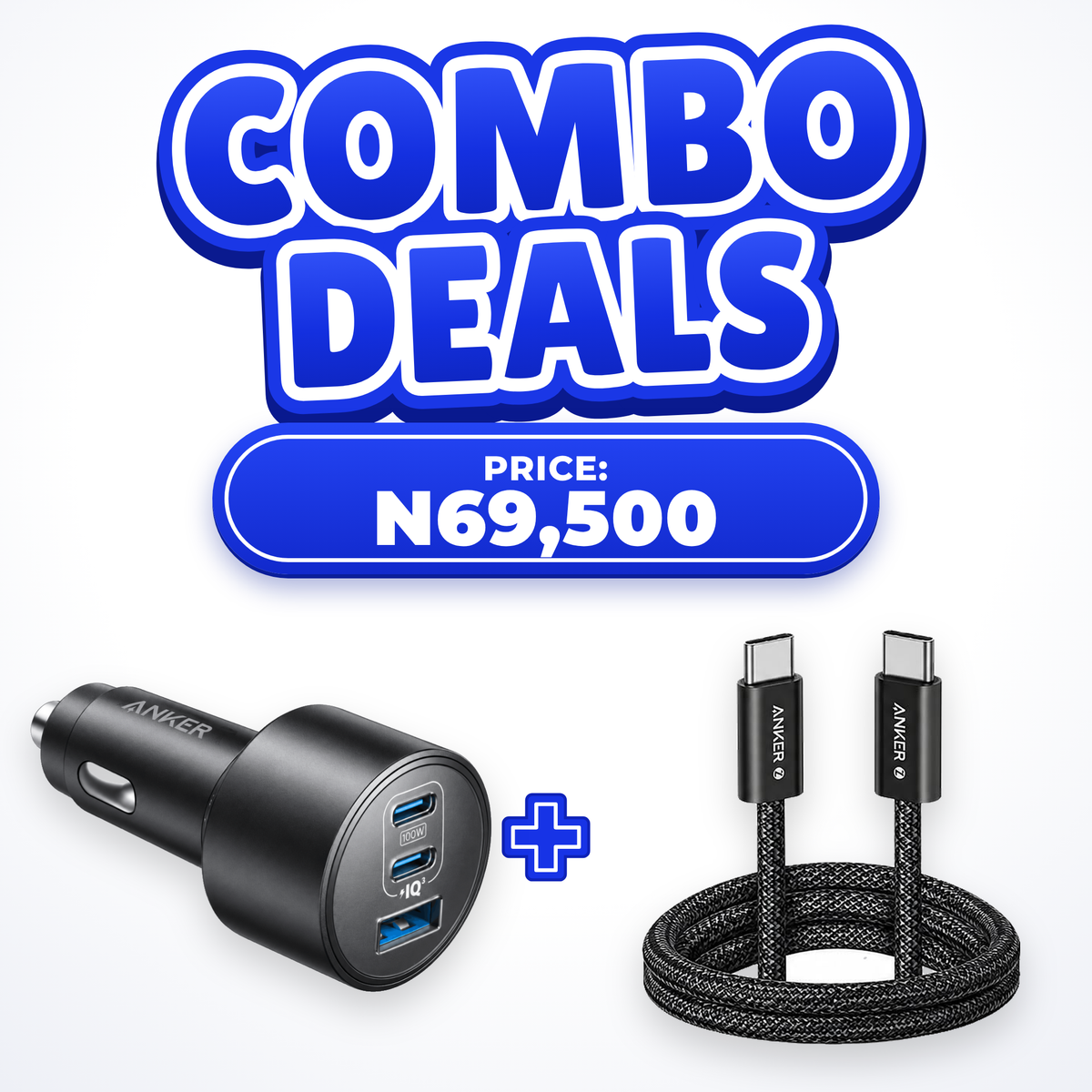 Fulrix combo deal: Anker 167.5W Nano Car Charger + Anker Zolo 240W USB-C cable for N69,500