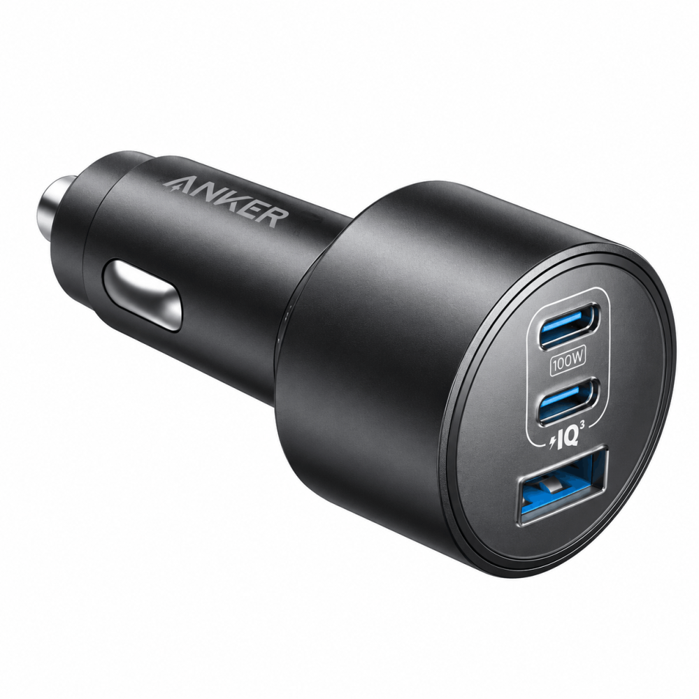 Anker 167.5W Nano Car Charger A2737 – 3 Ports, USB-C 100W + 45W + USB-A 22.5W, Laptop Car Charging