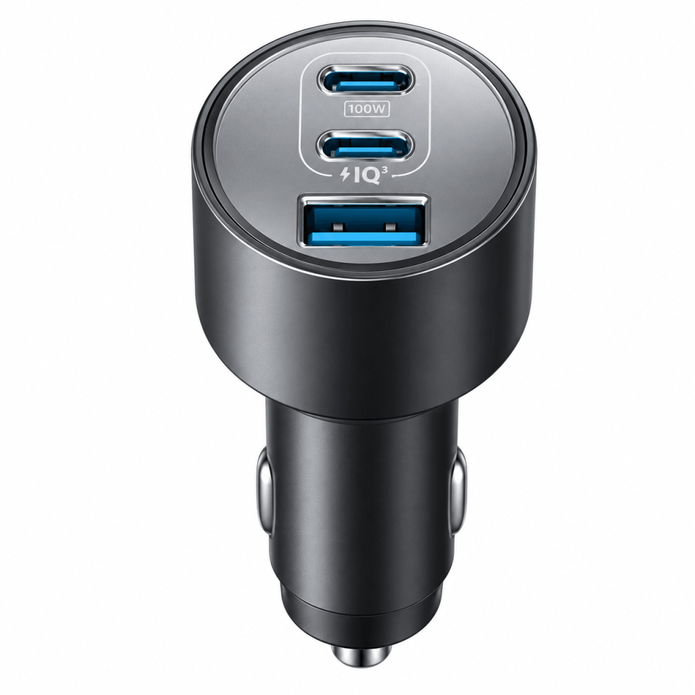 Anker 167.5W Nano Car Charger A2737 – 3 Ports, USB-C 100W + 45W + USB-A 22.5W, Laptop Car Charging