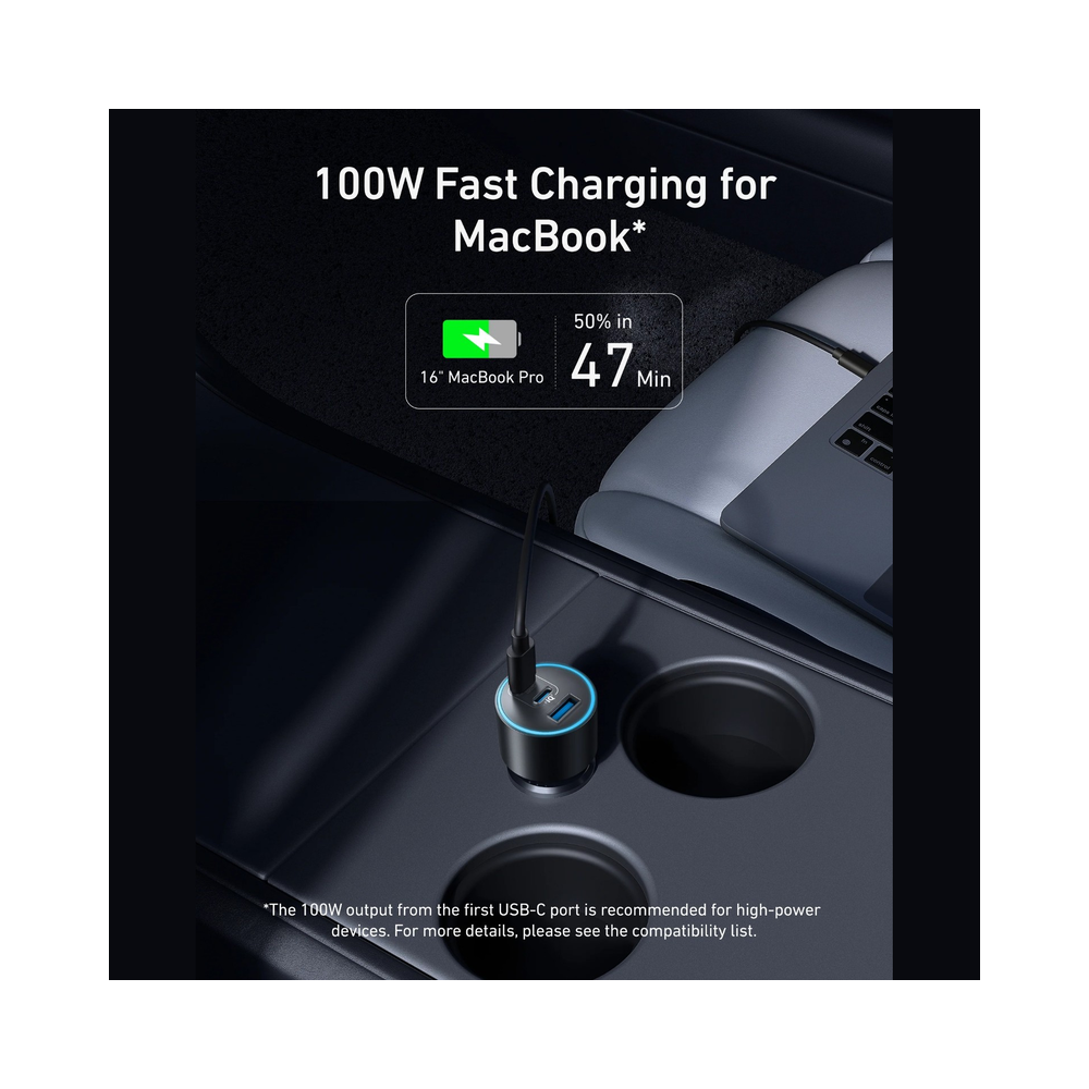 Anker 167.5W Nano Car Charger A2737 – 3 Ports, USB-C 100W + 45W + USB-A 22.5W, Laptop Car Charging