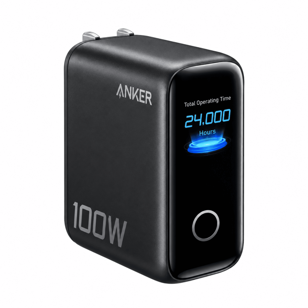Anker 100W 3-Port Smart Display GaN Charger A121B – 2x USB-C + USB-A, Live Wattage Screen, ActiveShield 4.0