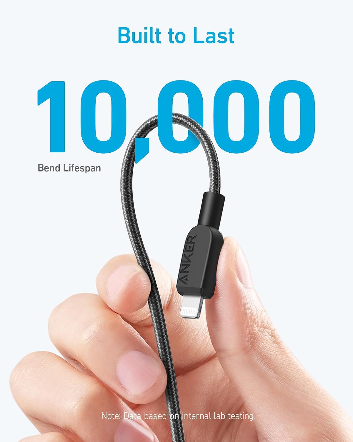 Anker USB-C to Lightning Cable – Nylon Braided, MFi Certified, Fast Charging for iPhone, Black