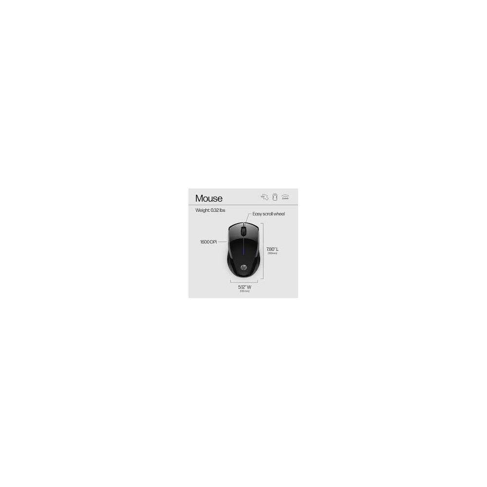 HP X3000 G3 Wireless Mouse – Jet Black, 2.4 GHz USB Nano Receiver, Silent Clicks, 1600 DPI, Ergonomic
