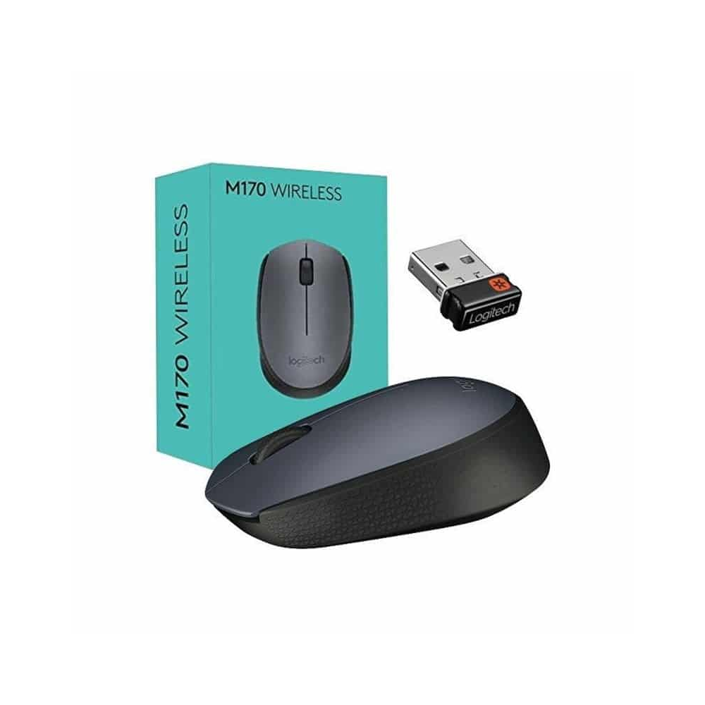 Logitech M170 Wireless Mouse – Grey, 2.4 GHz Nano USB Receiver, Ambidextrous, Compact