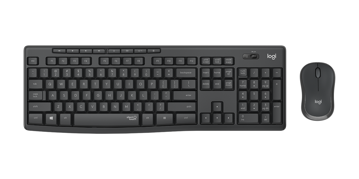 Logitech MK295 Silent Wireless Keyboard and Mouse Combo – SilentTouch, 2.4 GHz USB Receiver, Full-Size Keyboard