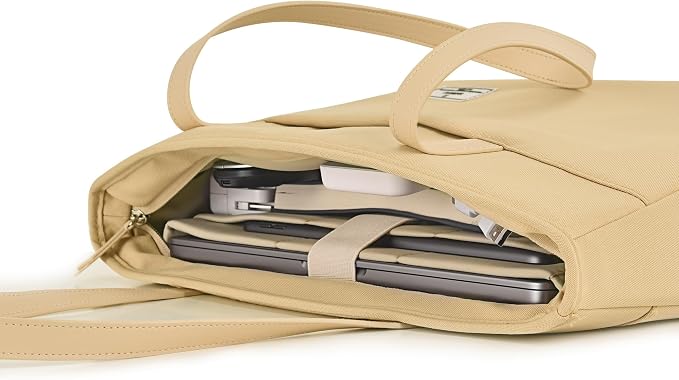 WiWU Terrace Tote Bag 16-inch Laptop Bag – Water-Resistant, Velvet Lining, YKK Zipper, Ivory