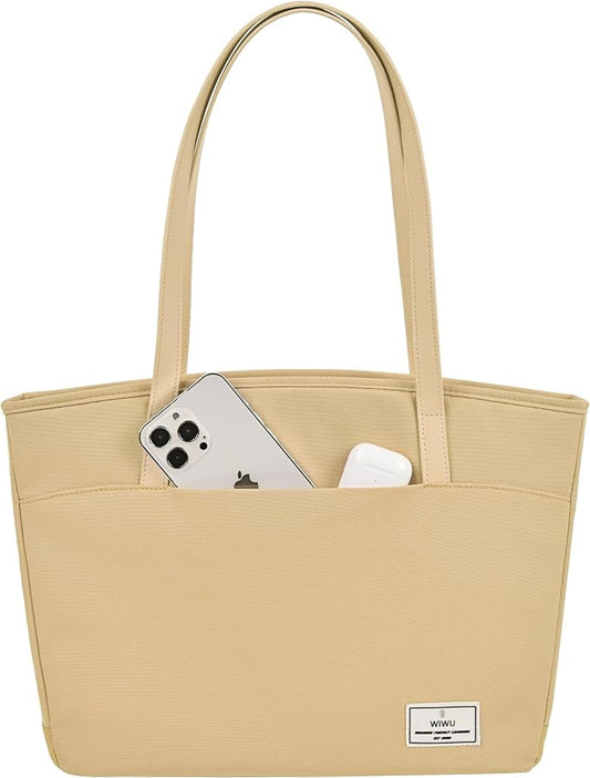 WiWU Terrace Tote Bag 16-inch Laptop Bag – Water-Resistant, Velvet Lining, YKK Zipper, Ivory