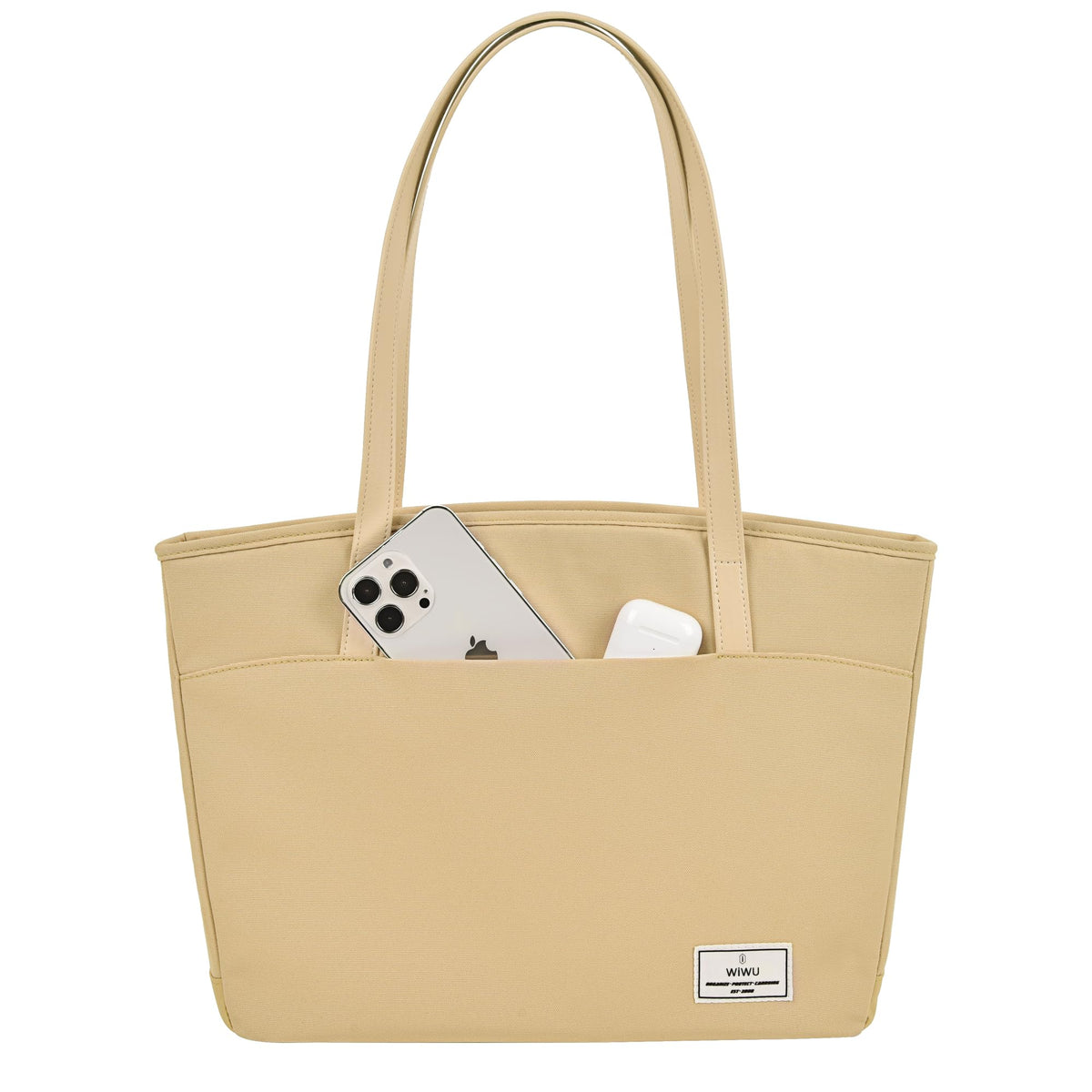 WiWU Terrace Tote Bag 16-inch Laptop Bag – Water-Resistant, Velvet Lining, YKK Zipper, Ivory